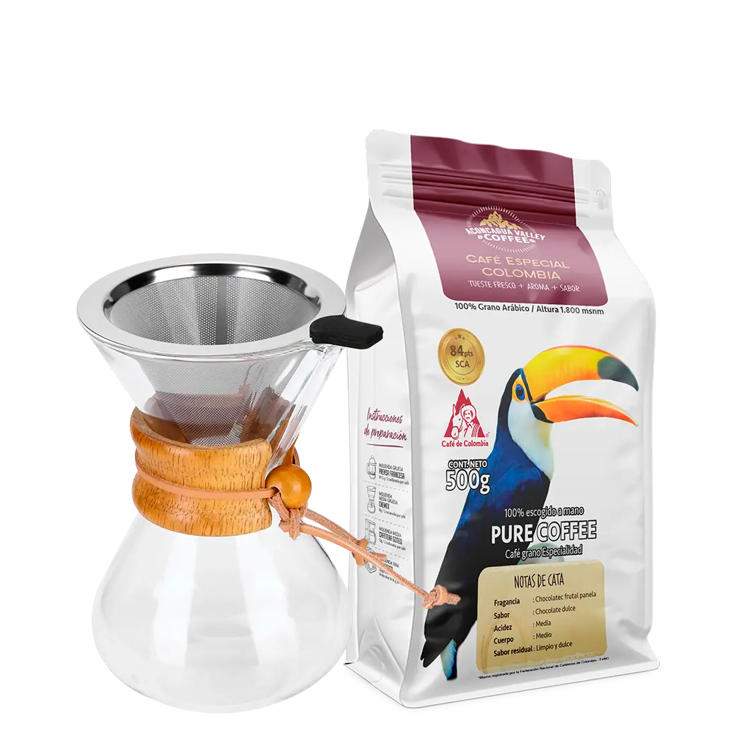 Box Coffee Pot + Colombia Excelso 500g