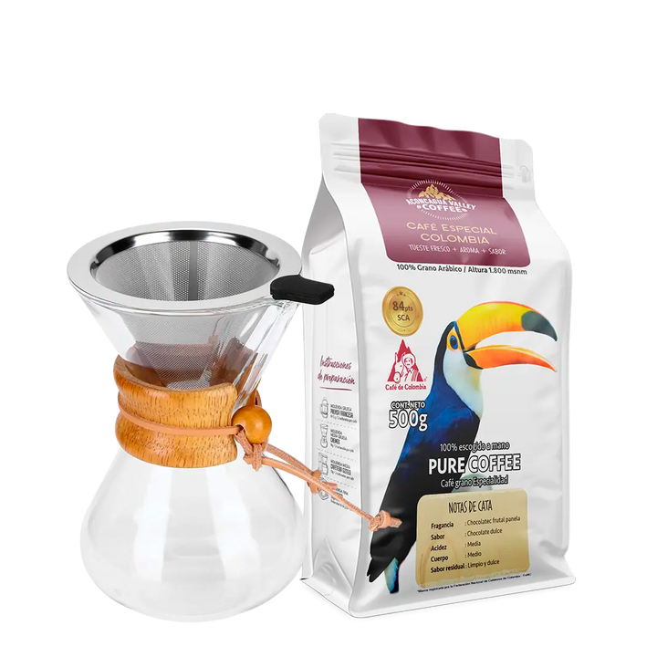 Box Coffee Pot + Colombia Excelso 500g