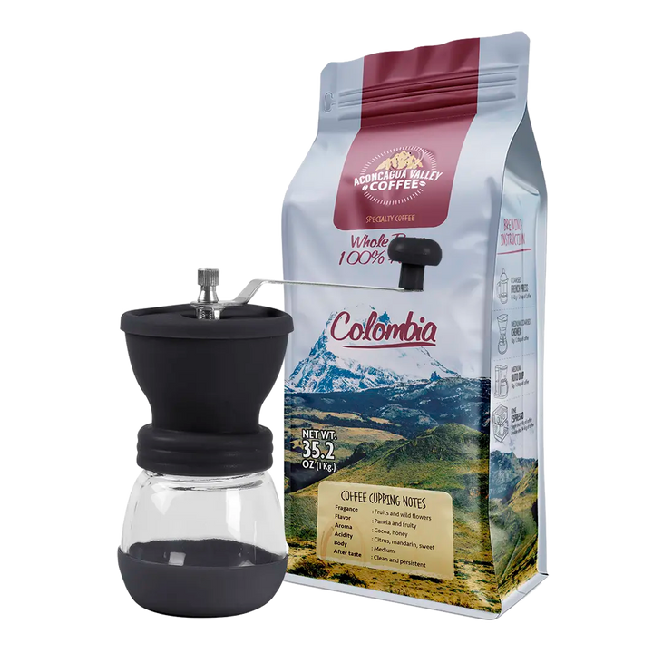 Pack 1 Kg Colombia Aconcagua Valley Coffee + Molinillo