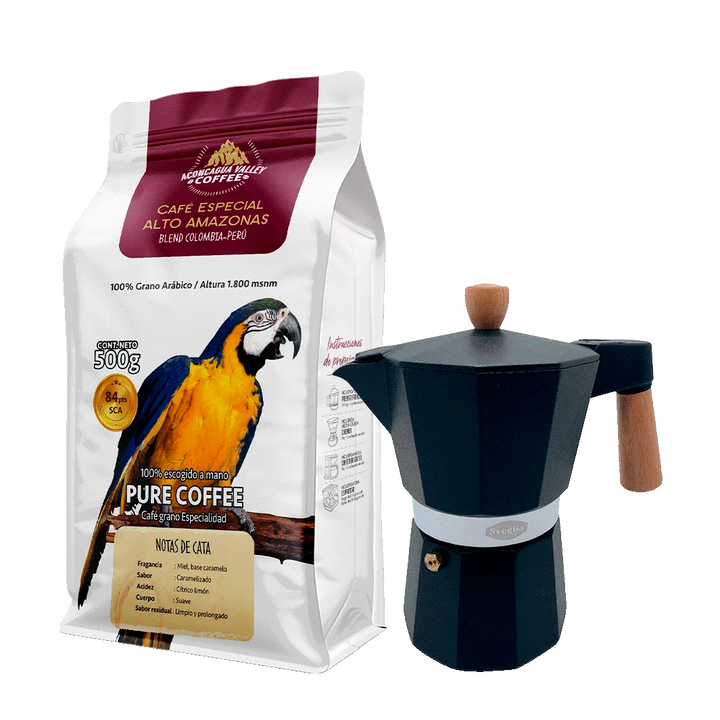 Moka 3 Tazas + 500g Café Molido