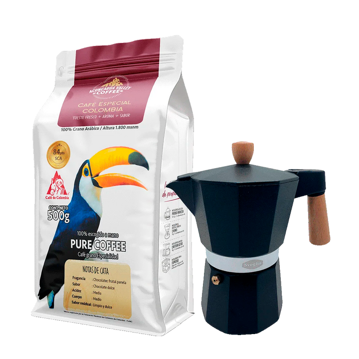 Moka 3 Tazas + 500g Café Molido