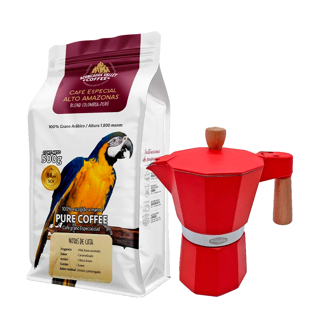 Moka 3 Tazas + 500g Café Molido