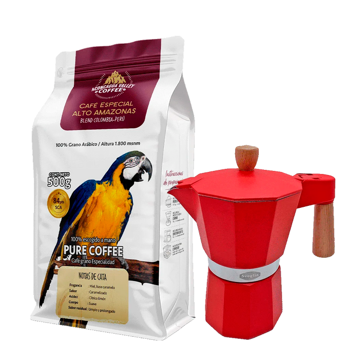 Moka 3 Tazas + 500g Café Molido