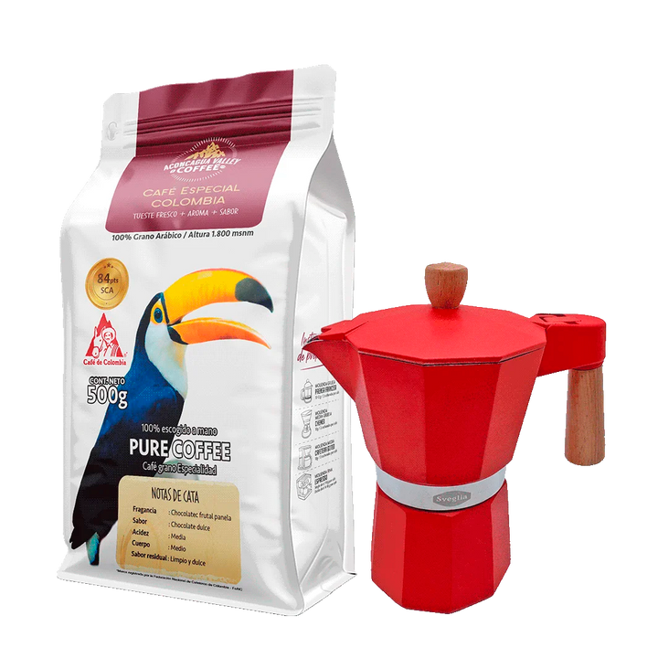 Moka 3 Tazas + 500g Café Molido