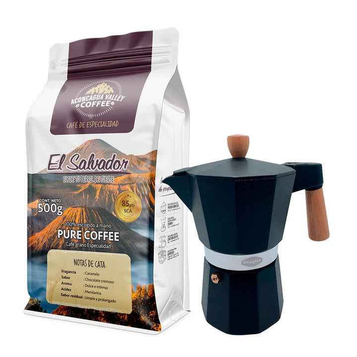 Moka 6 Tazas + 500g Café Molido