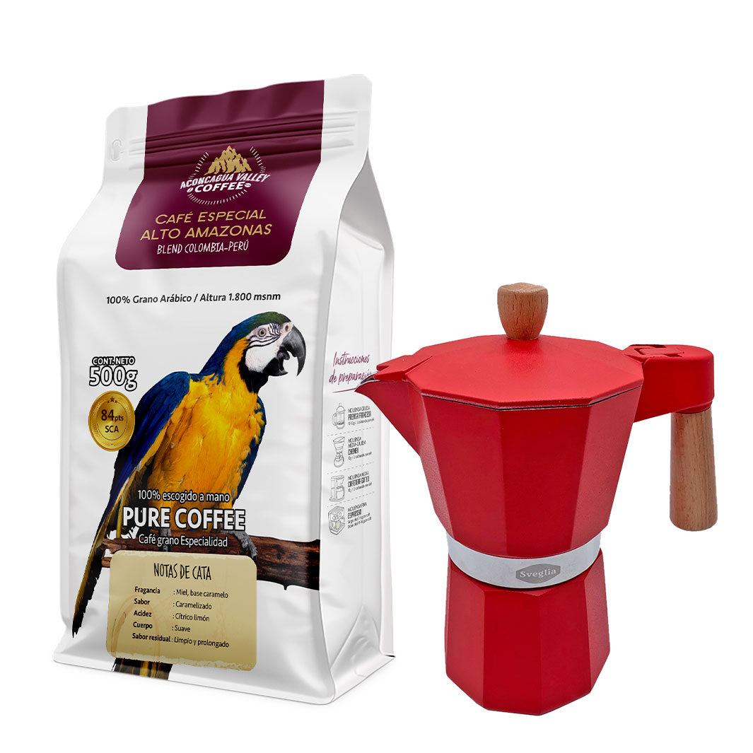 Moka 6 Tazas + 500g Café Molido