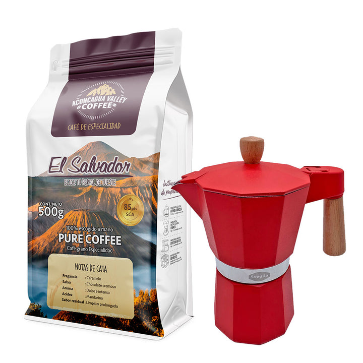 Moka 6 Tazas + 500g Café Molido